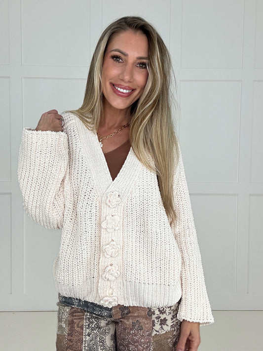 POL Cream Athena Floral Button Cardigan-180 Outerwear- Simply Simpson's Boutique is a Women's Online Fashion Boutique Located in Jupiter, Florida