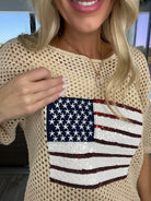 United We Stand Sequin Knit Top-150 Sweaters- Simply Simpson's Boutique is a Women's Online Fashion Boutique Located in Jupiter, Florida