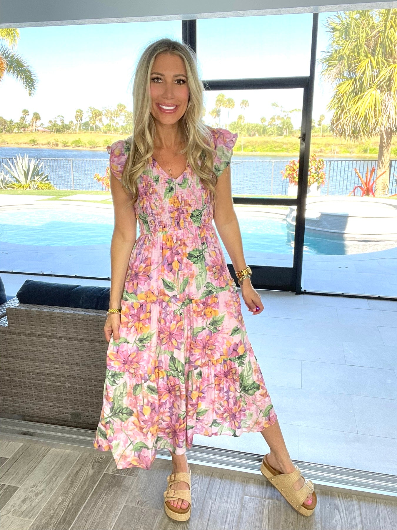 Flutter Sleeve Midi Dress-240 Dresses- Simply Simpson's Boutique is a Women's Online Fashion Boutique Located in Jupiter, Florida