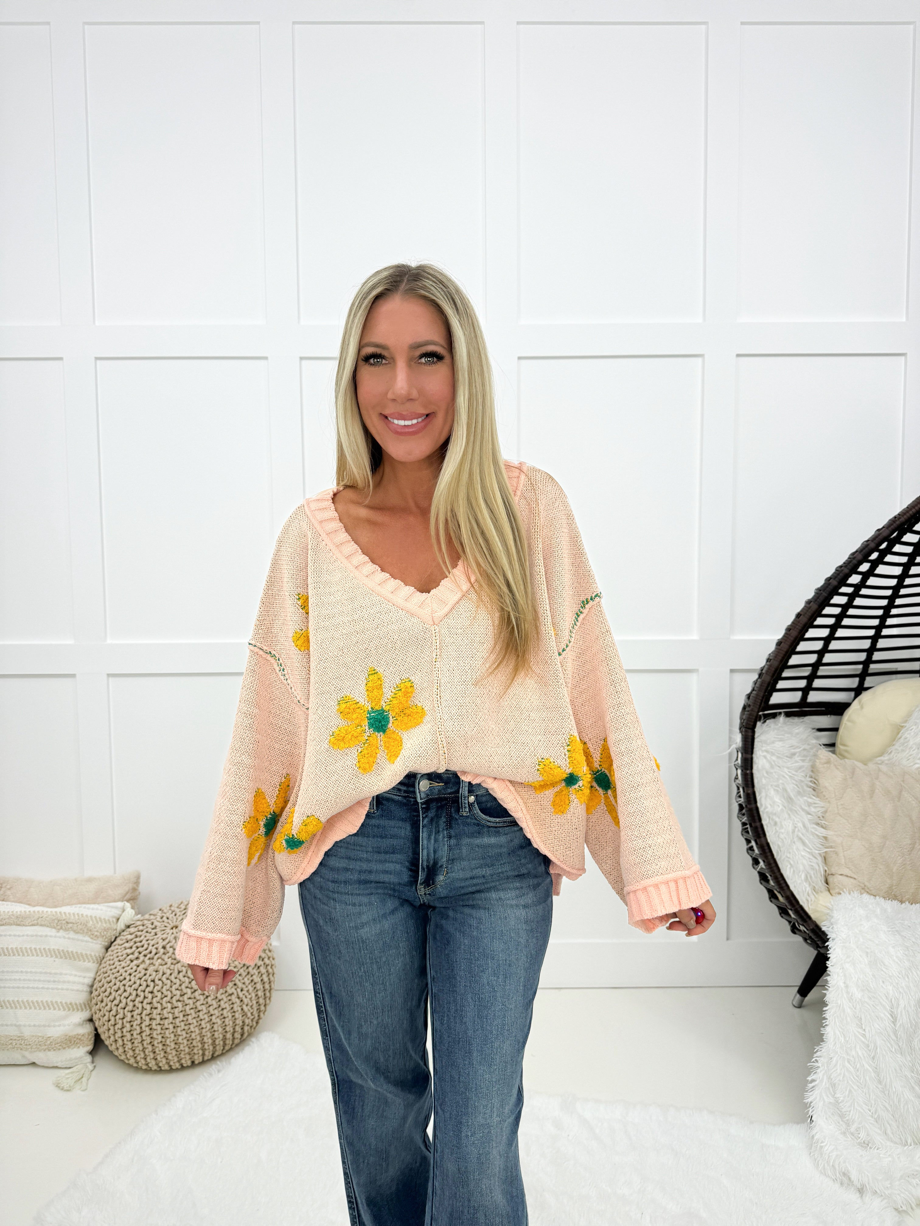 POL Blissful Daisy Sweater-150 Sweaters- Simply Simpson's Boutique is a Women's Online Fashion Boutique Located in Jupiter, Florida