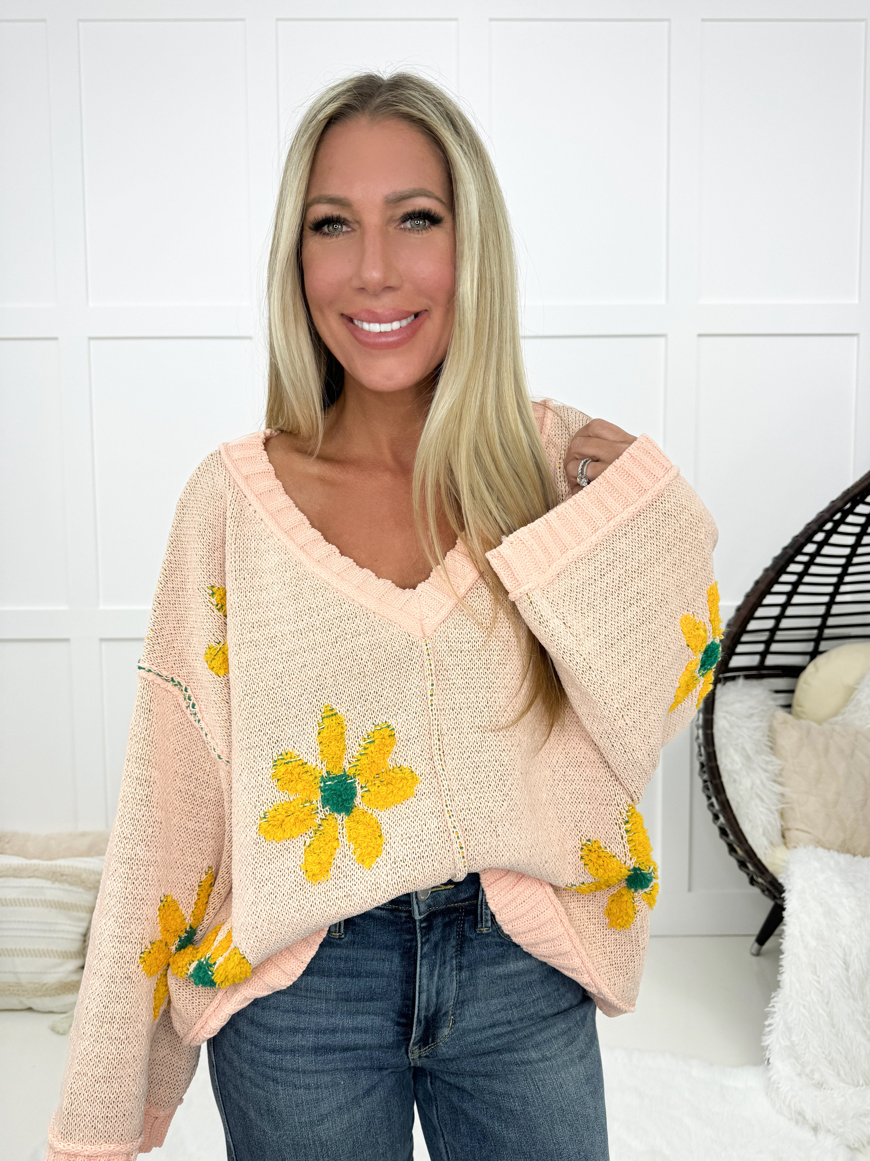 POL Blissful Daisy Sweater-150 Sweaters- Simply Simpson's Boutique is a Women's Online Fashion Boutique Located in Jupiter, Florida