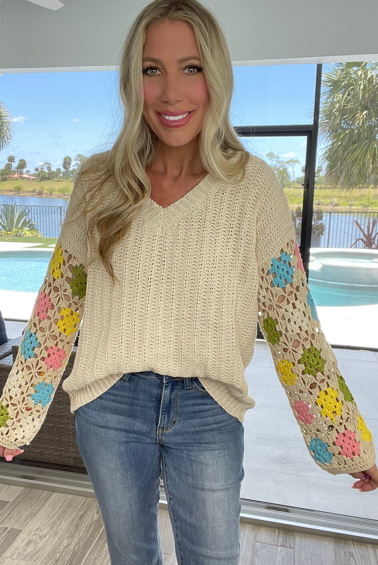 Girls Day Crochet Knit Sweater-150 Sweaters- Simply Simpson's Boutique is a Women's Online Fashion Boutique Located in Jupiter, Florida