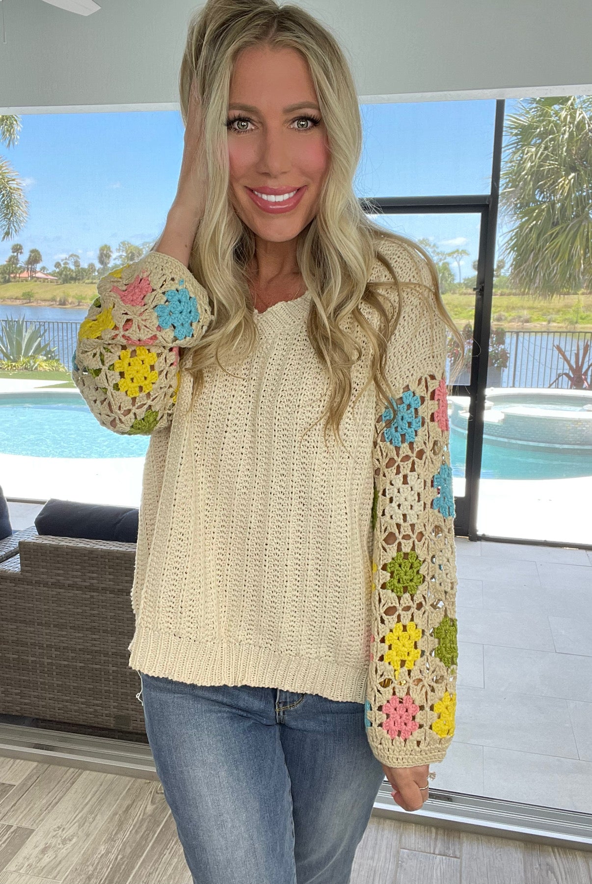 Girls Day Crochet Knit Sweater-150 Sweaters- Simply Simpson's Boutique is a Women's Online Fashion Boutique Located in Jupiter, Florida