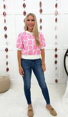 Pink/White Checkered Football Gameday Tee-100 Short Sleeves- Simply Simpson's Boutique is a Women's Online Fashion Boutique Located in Jupiter, Florida