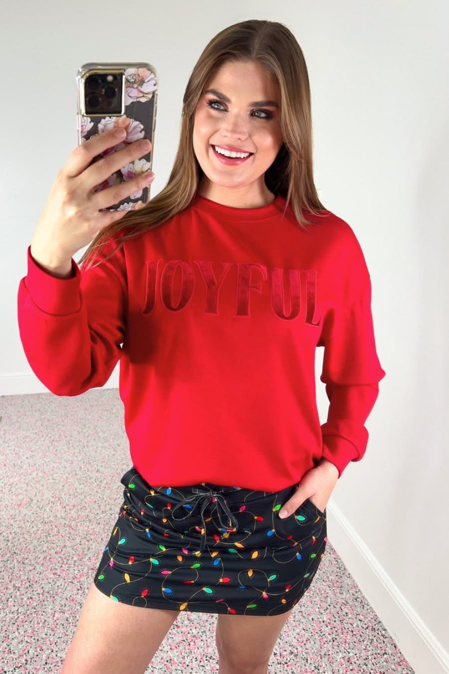 Joyful Velvet Patch Luxe Pullover-160 Sweatshirts- Simply Simpson's Boutique is a Women's Online Fashion Boutique Located in Jupiter, Florida