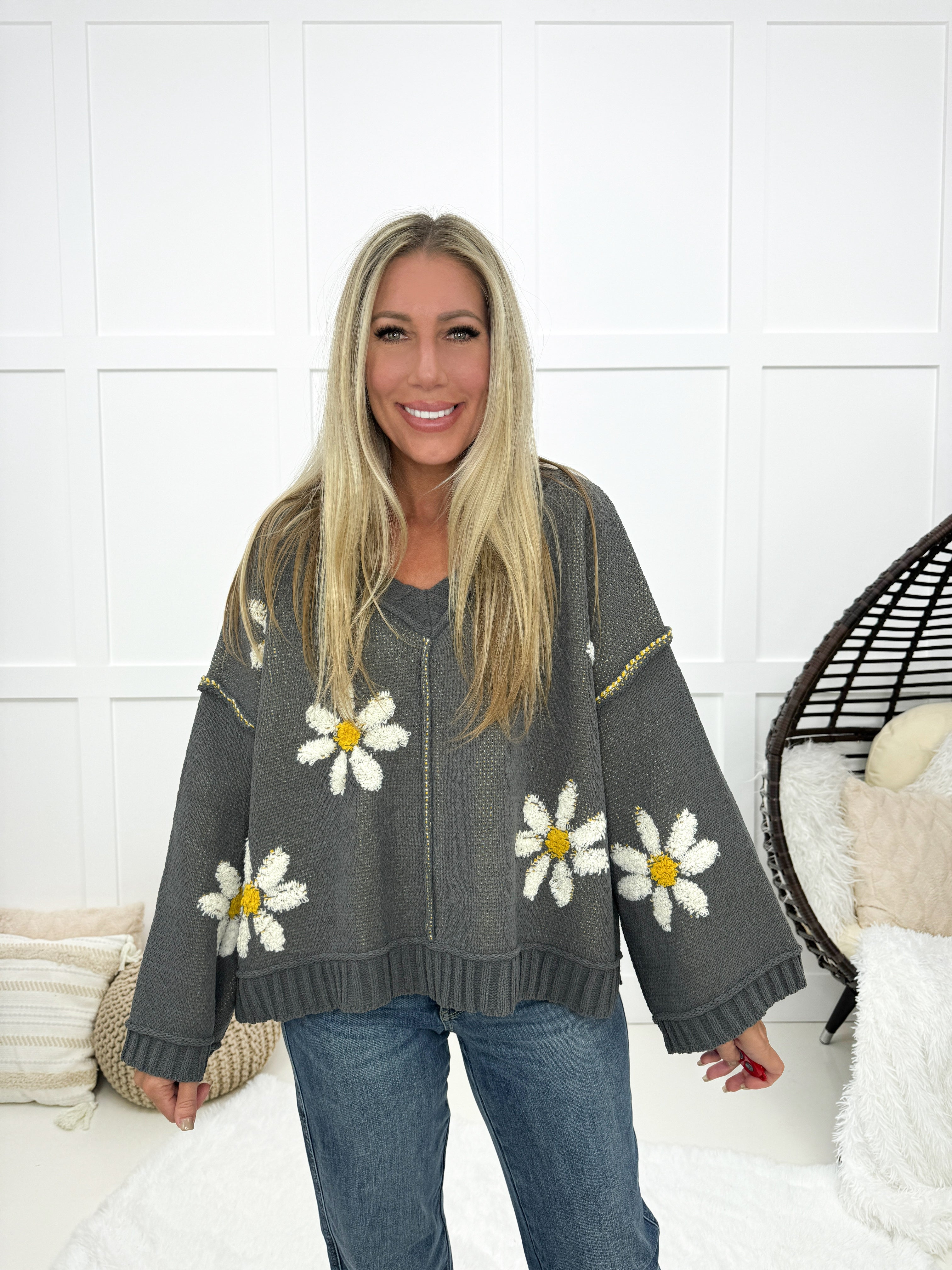 POL Blissful Daisy Sweater-150 Sweaters- Simply Simpson's Boutique is a Women's Online Fashion Boutique Located in Jupiter, Florida