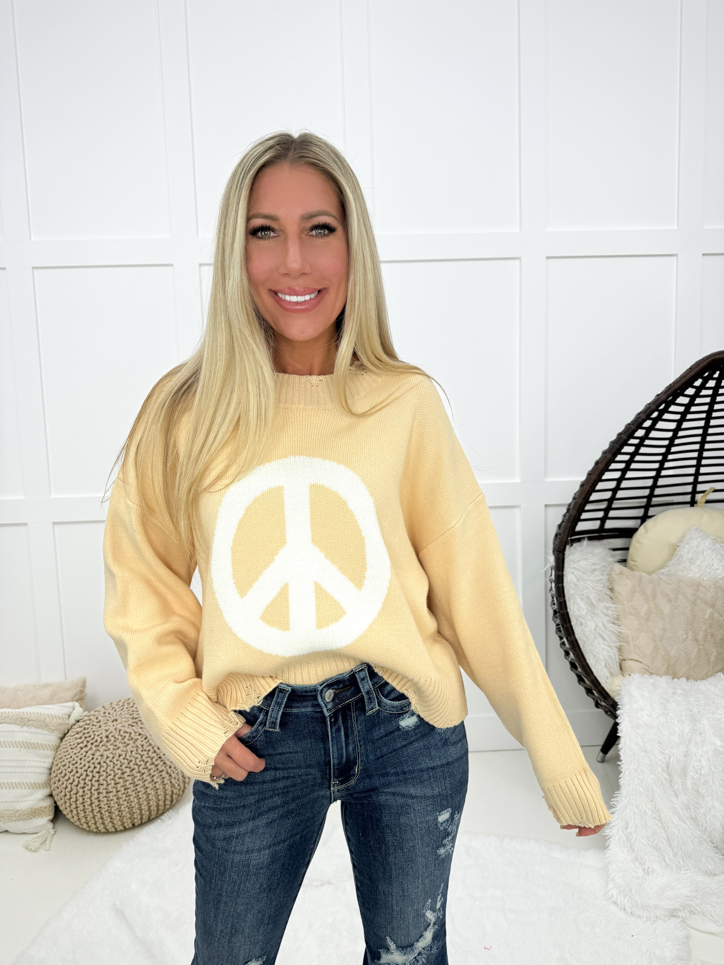 POL My Peace Sweater-150 Sweaters- Simply Simpson's Boutique is a Women's Online Fashion Boutique Located in Jupiter, Florida