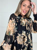 Black Blossom & Bow Blouse