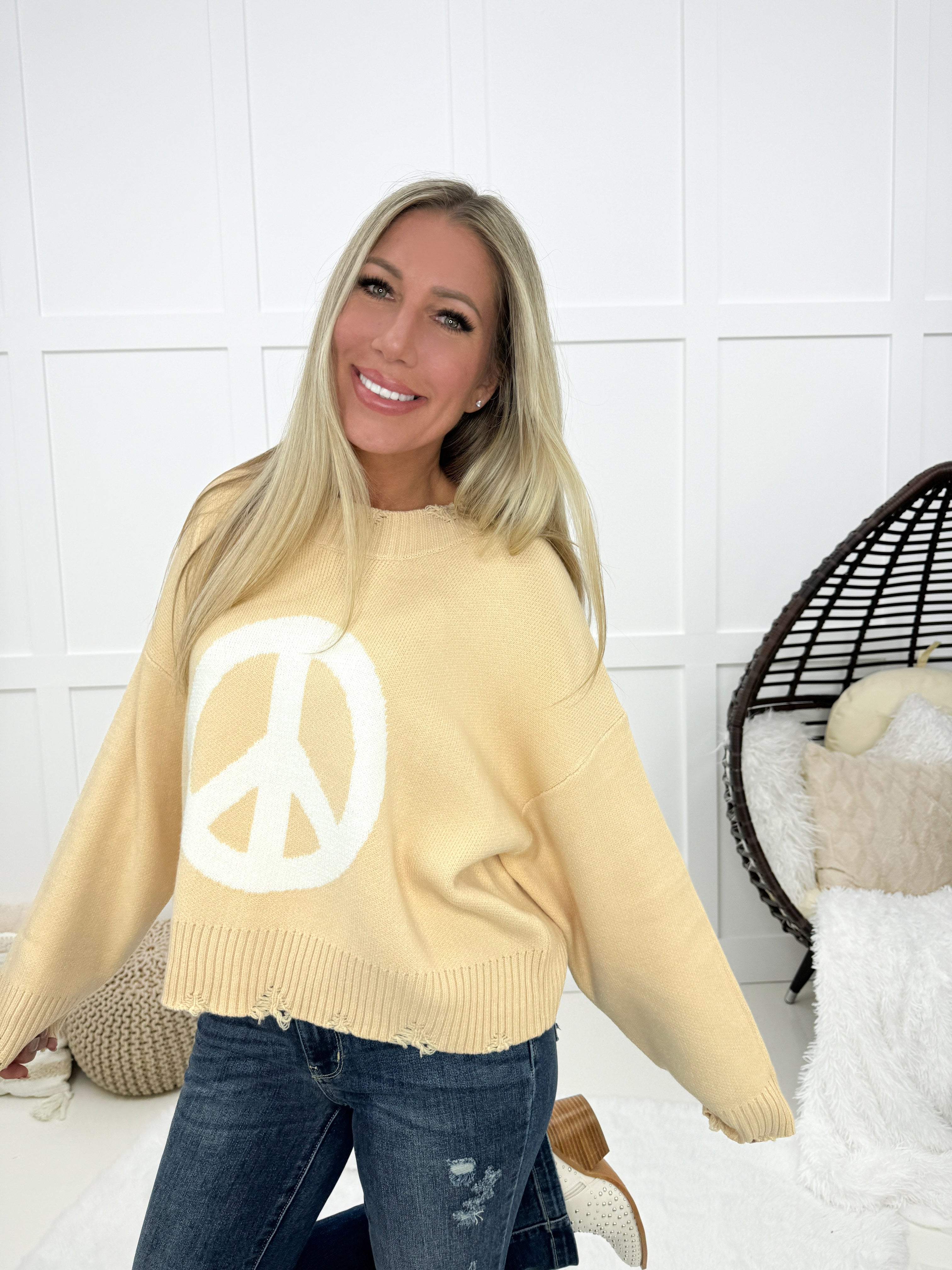 POL My Peace Sweater-150 Sweaters- Simply Simpson's Boutique is a Women's Online Fashion Boutique Located in Jupiter, Florida