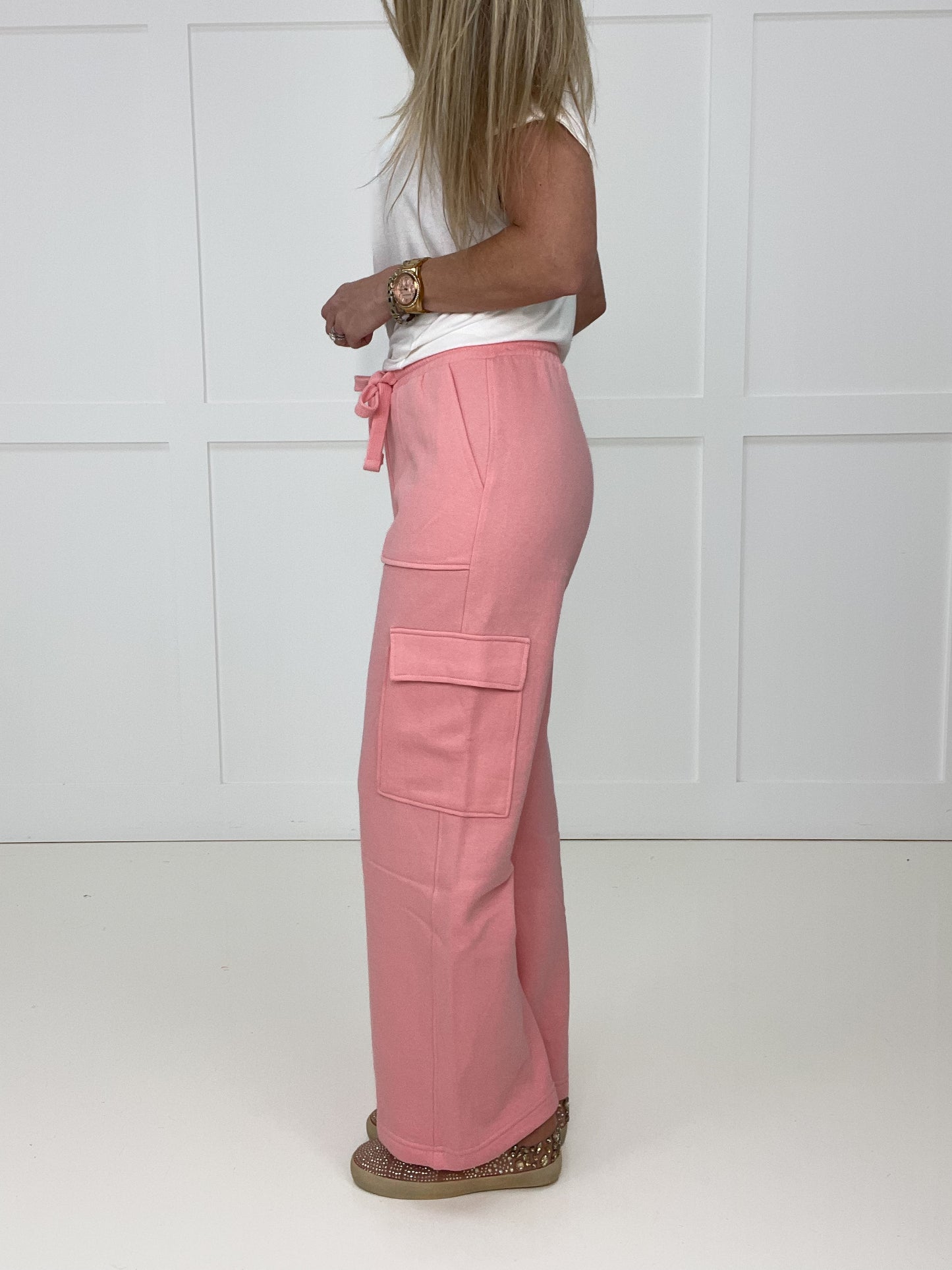 Risen Pink Cozy Cargo Lounge Pants-210 Other Bottoms- Simply Simpson's Boutique is a Women's Online Fashion Boutique Located in Jupiter, Florida