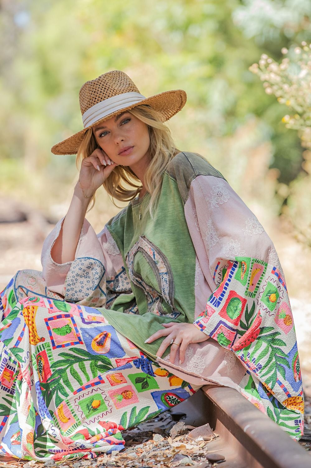 Sage Groovy Days Patchwork Peace Poncho Top-110 Long Sleeves- Simply Simpson's Boutique is a Women's Online Fashion Boutique Located in Jupiter, Florida