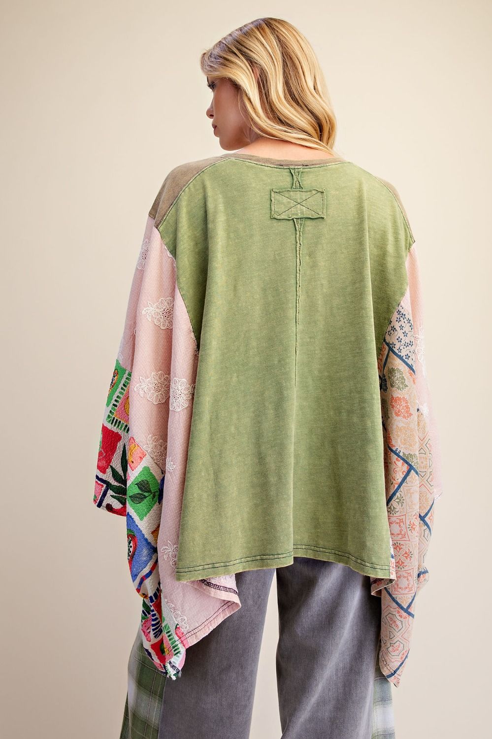Sage Groovy Days Patchwork Peace Poncho Top-110 Long Sleeves- Simply Simpson's Boutique is a Women's Online Fashion Boutique Located in Jupiter, Florida