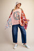 Peach Groovy Days Patchwork Peace Poncho Top-110 Long Sleeves- Simply Simpson's Boutique is a Women's Online Fashion Boutique Located in Jupiter, Florida