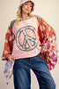 Peach Groovy Days Patchwork Peace Poncho Top-110 Long Sleeves- Simply Simpson's Boutique is a Women's Online Fashion Boutique Located in Jupiter, Florida