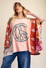 Peach Groovy Days Patchwork Peace Poncho Top-110 Long Sleeves- Simply Simpson's Boutique is a Women's Online Fashion Boutique Located in Jupiter, Florida