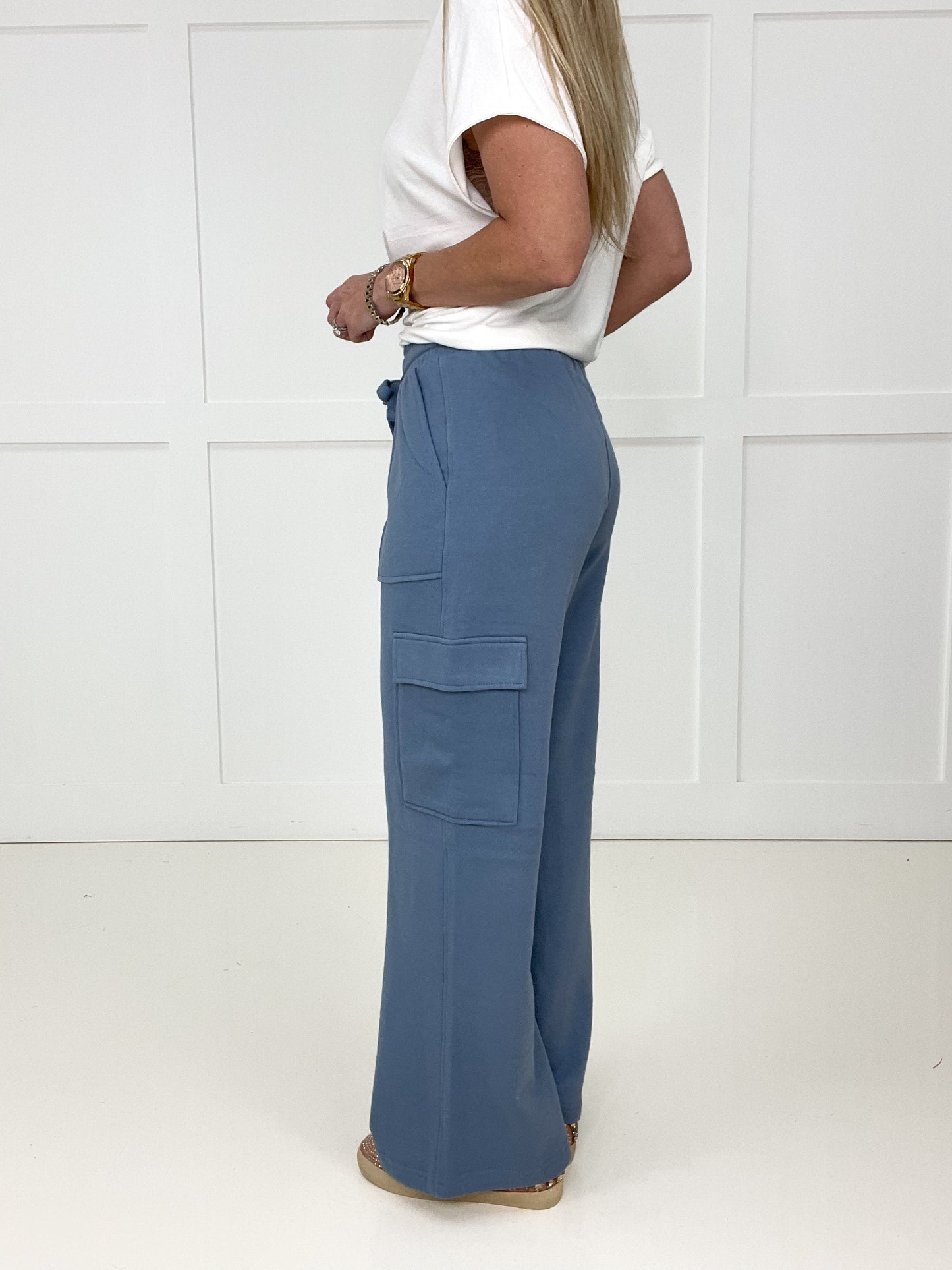 Risen Blue Cozy Cargo Lounge Pants-210 Other Bottoms- Simply Simpson's Boutique is a Women's Online Fashion Boutique Located in Jupiter, Florida