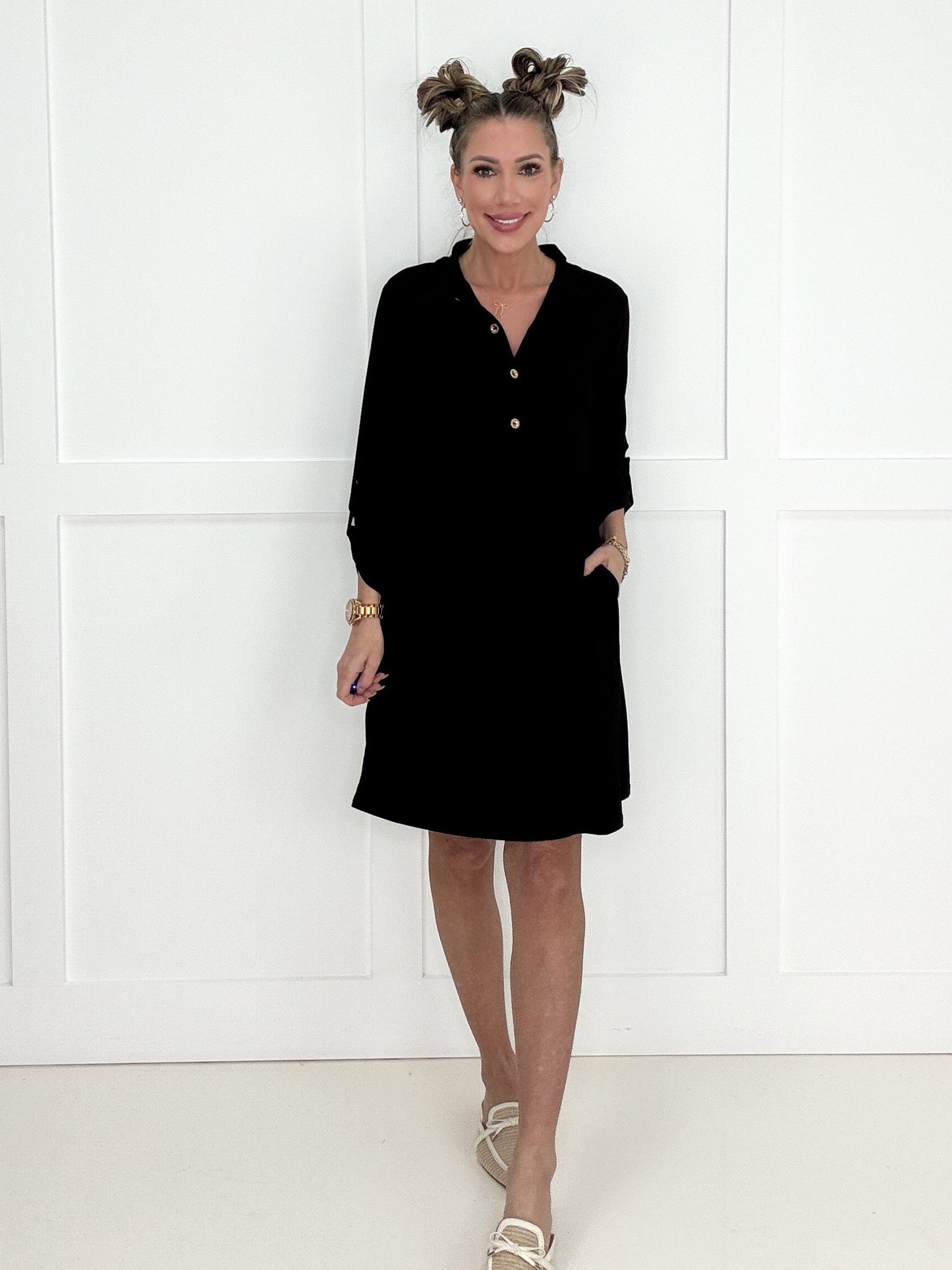 Dear Scarlett Inspire Me 3/4 Sleeve Dress-240 Dresses- Simply Simpson's Boutique is a Women's Online Fashion Boutique Located in Jupiter, Florida