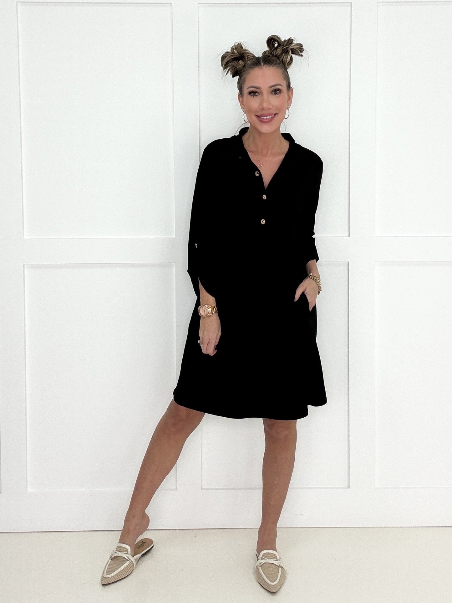 Dear Scarlett Inspire Me 3/4 Sleeve Dress-240 Dresses- Simply Simpson's Boutique is a Women's Online Fashion Boutique Located in Jupiter, Florida