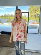 Floral Print Flutter Sleeve Top-100 Short Sleeves- Simply Simpson's Boutique is a Women's Online Fashion Boutique Located in Jupiter, Florida