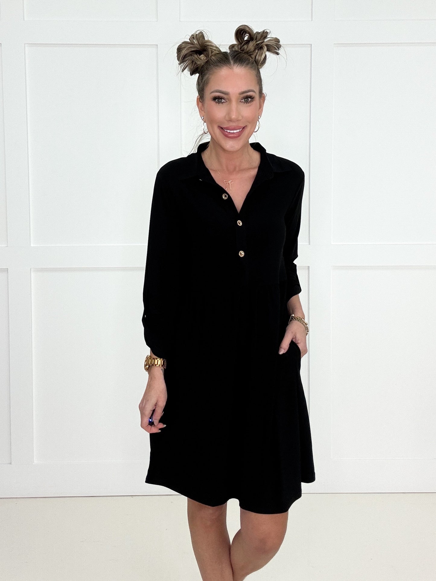 Dear Scarlett Inspire Me 3/4 Sleeve Dress-240 Dresses- Simply Simpson's Boutique is a Women's Online Fashion Boutique Located in Jupiter, Florida