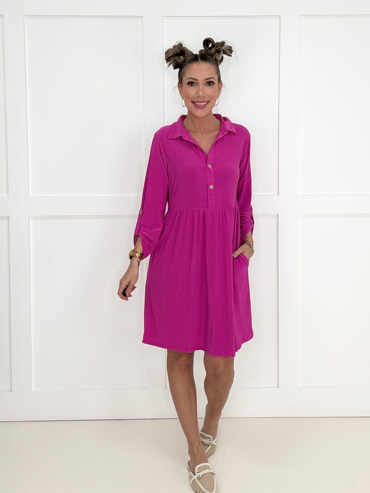 Dear Scarlett Inspire Me 3/4 Sleeve Dress-240 Dresses- Simply Simpson's Boutique is a Women's Online Fashion Boutique Located in Jupiter, Florida