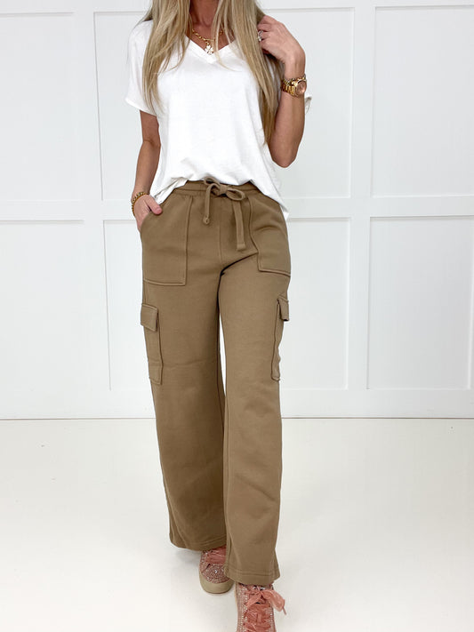 Risen Mocha Cozy Cargo Lounge Pants-210 Other Bottoms- Simply Simpson's Boutique is a Women's Online Fashion Boutique Located in Jupiter, Florida