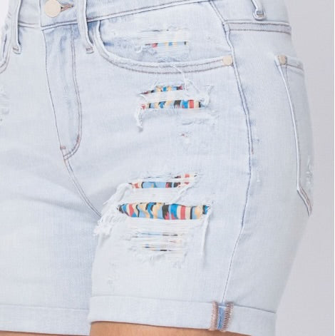 Judy Blue Distressed Aztec Shorts- Simply Simpson's Boutique is a Women's Online Fashion Boutique Located in Jupiter, Florida