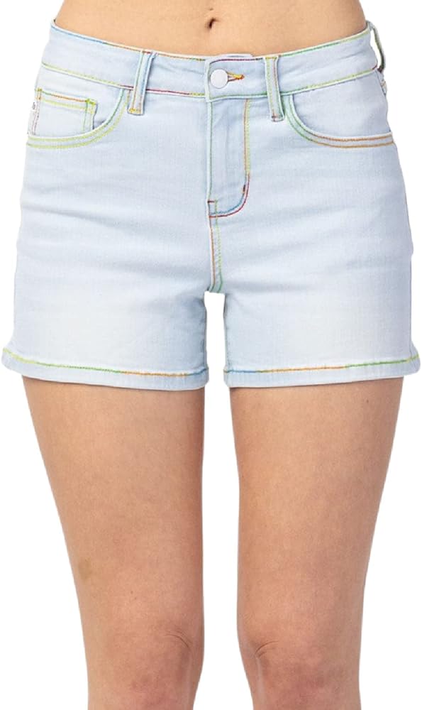 Light Wash Rainbow Thread Judy Blue Shorts- Simply Simpson's Boutique is a Women's Online Fashion Boutique Located in Jupiter, Florida