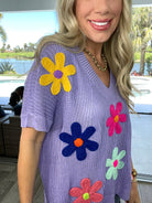 Fresh as a Daisy Knit Top-100 Short Sleeves- Simply Simpson's Boutique is a Women's Online Fashion Boutique Located in Jupiter, Florida