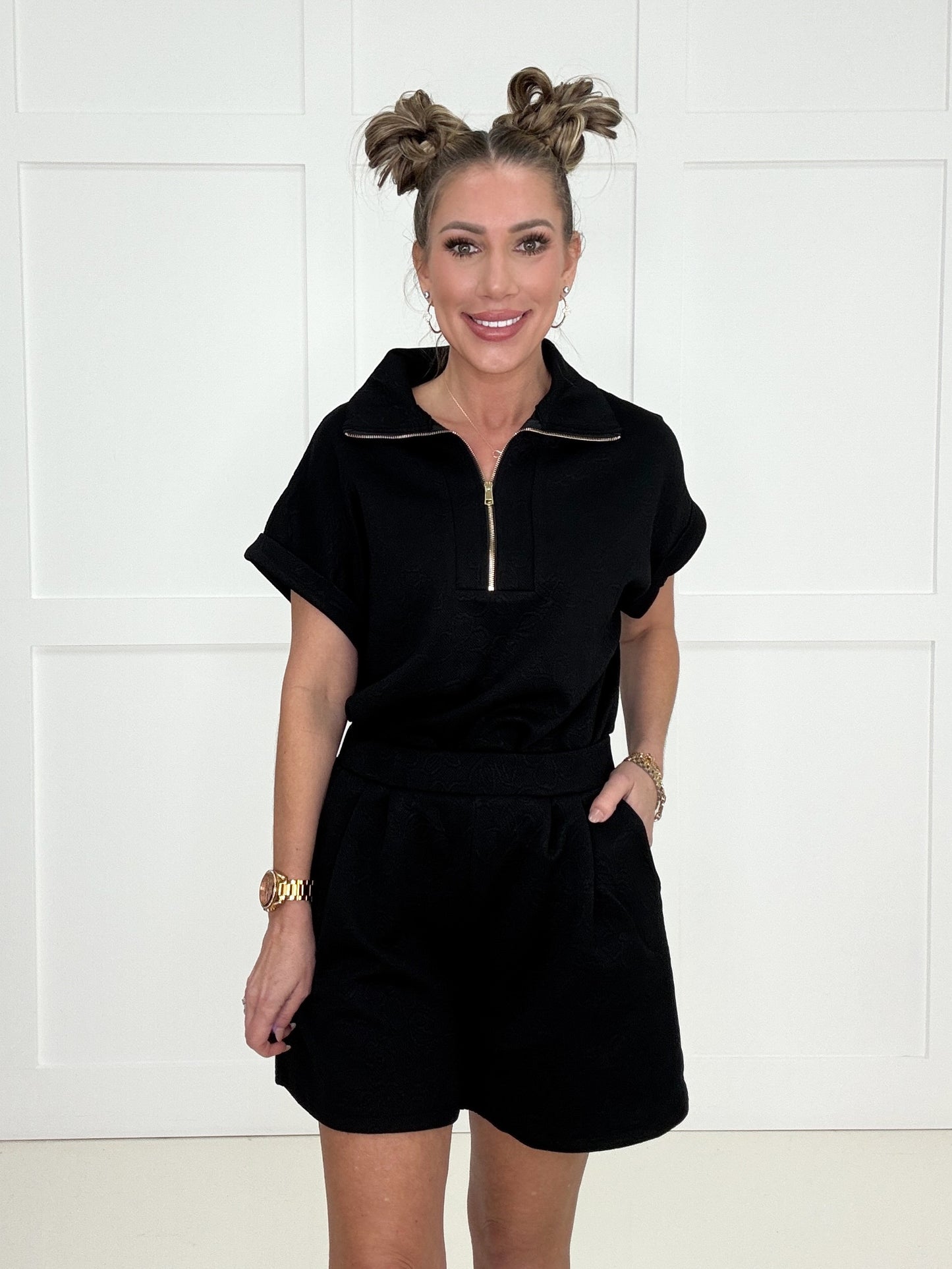 Dear Scarlett Yacht Club Jacquard Short Lounge Set-220 Lounge wear/Pajamas- Simply Simpson's Boutique is a Women's Online Fashion Boutique Located in Jupiter, Florida