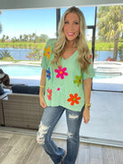 Fresh as a Daisy Knit Top-100 Short Sleeves- Simply Simpson's Boutique is a Women's Online Fashion Boutique Located in Jupiter, Florida