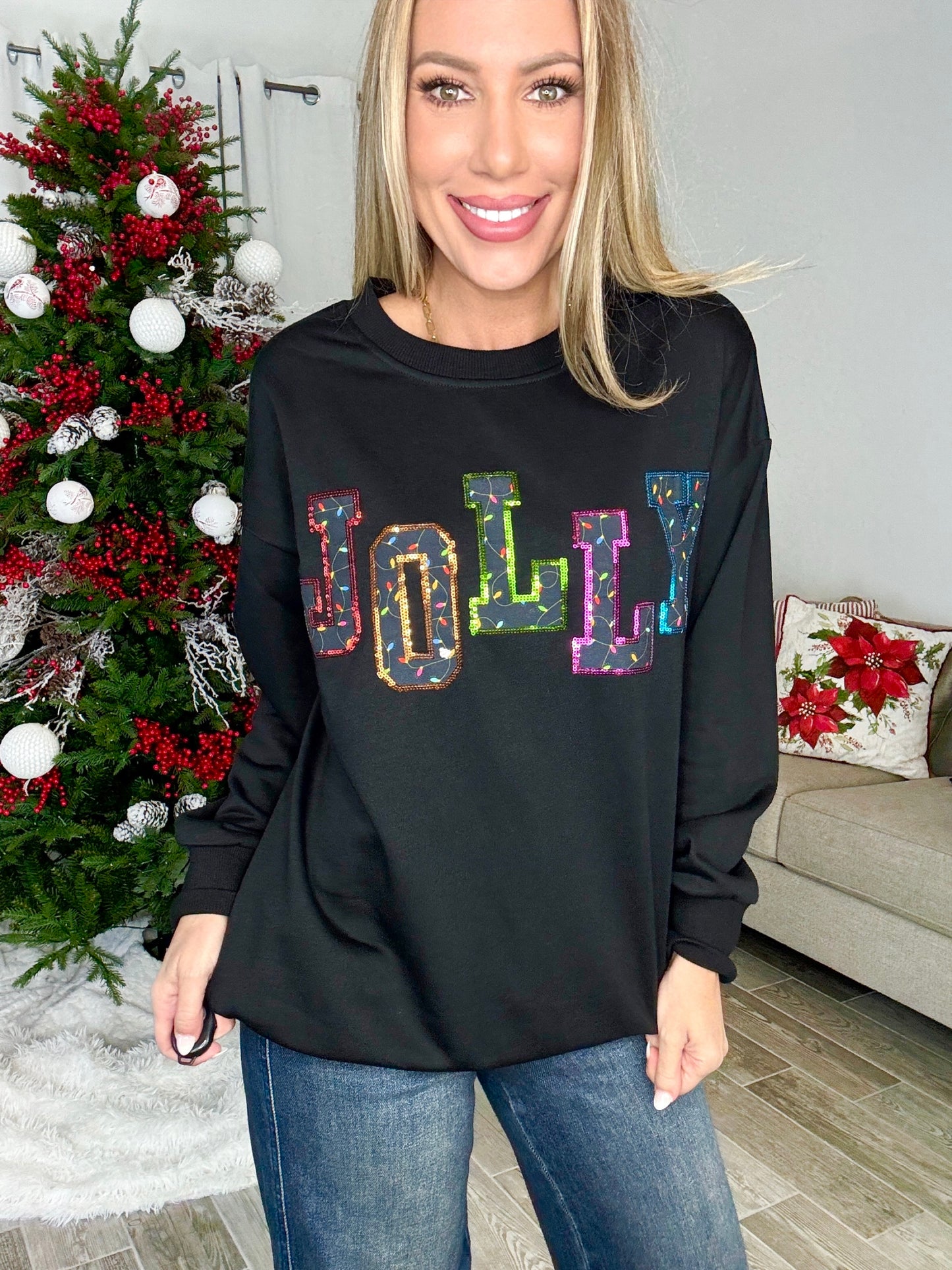 Jolly Patch Pullover-160 Sweatshirts- Simply Simpson's Boutique is a Women's Online Fashion Boutique Located in Jupiter, Florida
