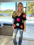 Fresh as a Daisy Knit Top-100 Short Sleeves- Simply Simpson's Boutique is a Women's Online Fashion Boutique Located in Jupiter, Florida