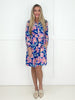 Dear Scarlett Blue Garden 3/4 Sleeve Dress-240 Dresses- Simply Simpson's Boutique is a Women's Online Fashion Boutique Located in Jupiter, Florida