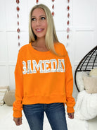 Orange Rhinestone Gameday Sweatshirt-160 Sweatshirts- Simply Simpson's Boutique is a Women's Online Fashion Boutique Located in Jupiter, Florida