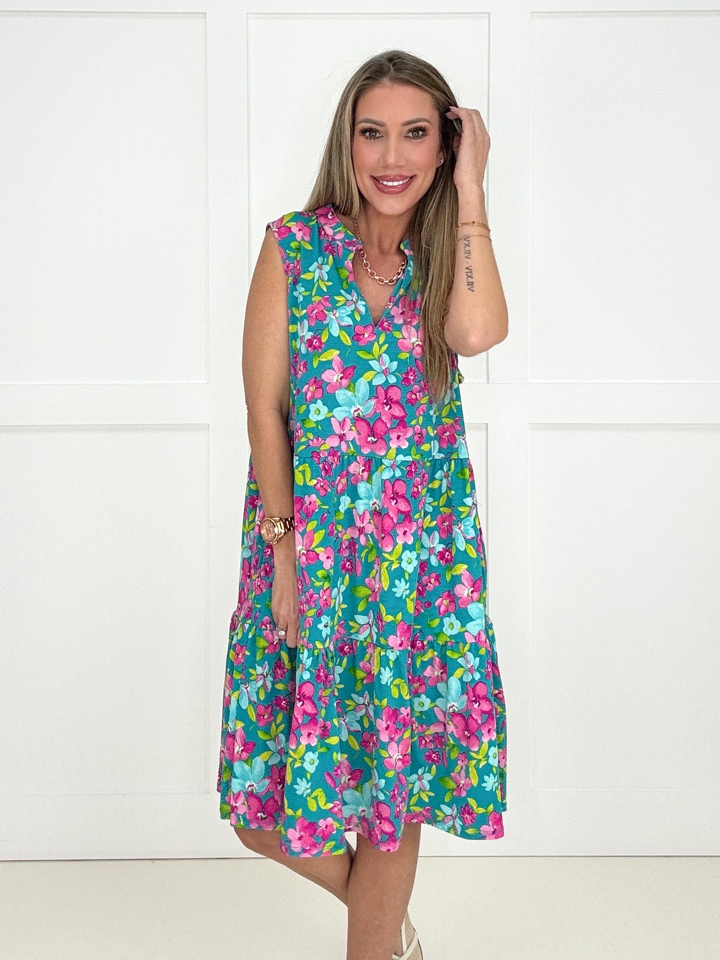 Dear Scarlett Caribbean Dreams Tiered Dress-240 Dresses- Simply Simpson's Boutique is a Women's Online Fashion Boutique Located in Jupiter, Florida