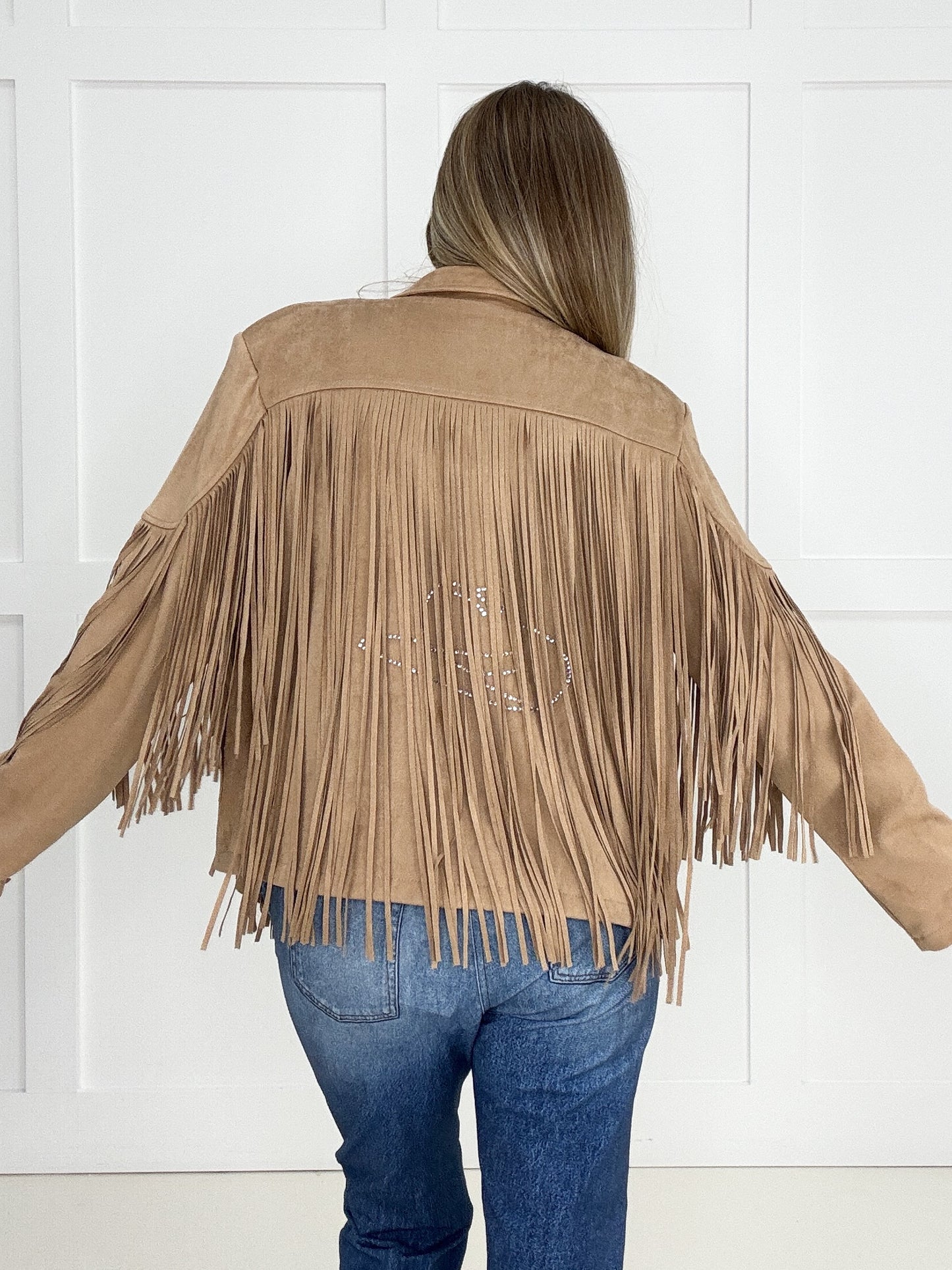 Deluxe Fringe Tan Suede Jacket-180 Outerwear/Jackets- Simply Simpson's Boutique is a Women's Online Fashion Boutique Located in Jupiter, Florida