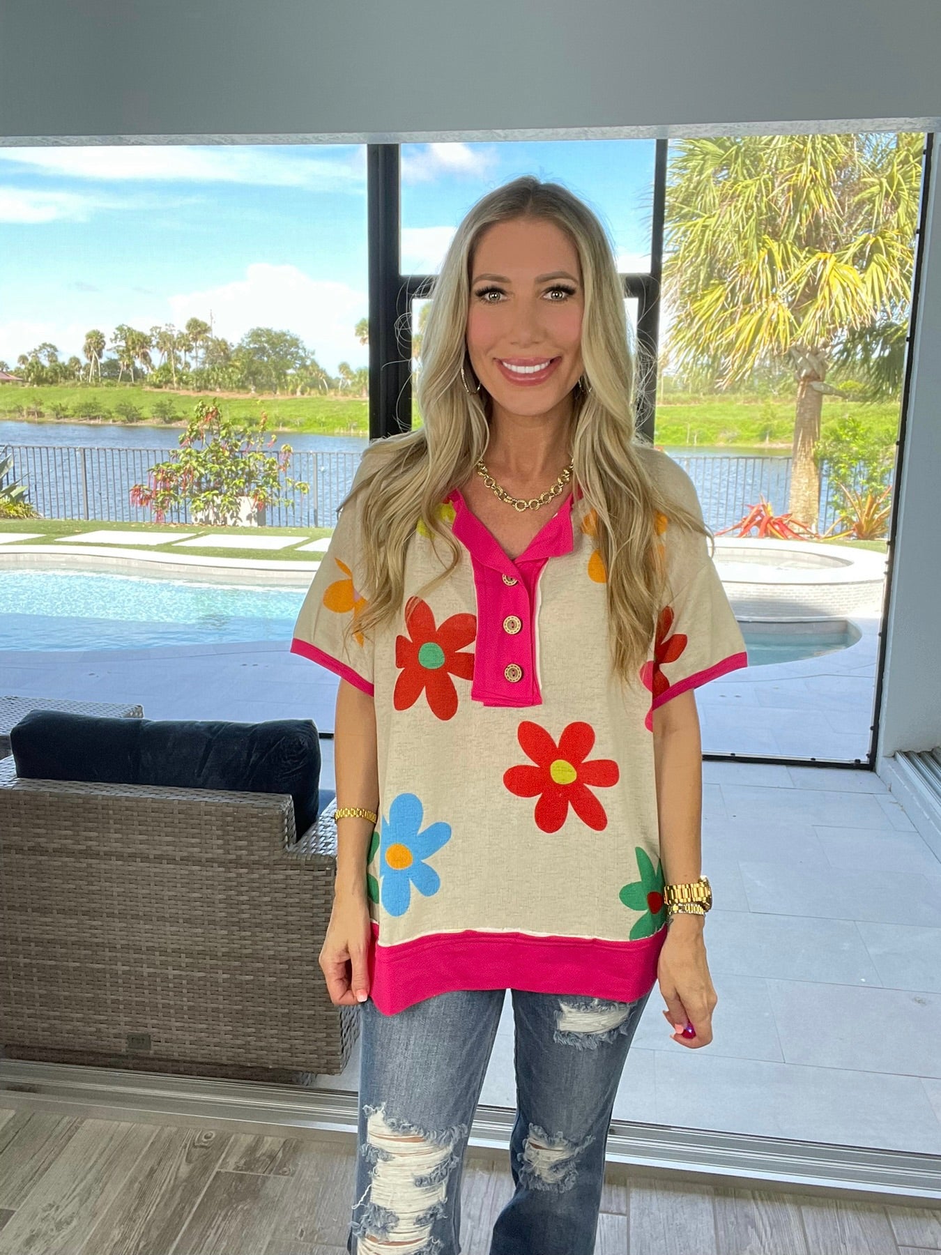 Garden Days Knit Top-100 Short Sleeves- Simply Simpson's Boutique is a Women's Online Fashion Boutique Located in Jupiter, Florida