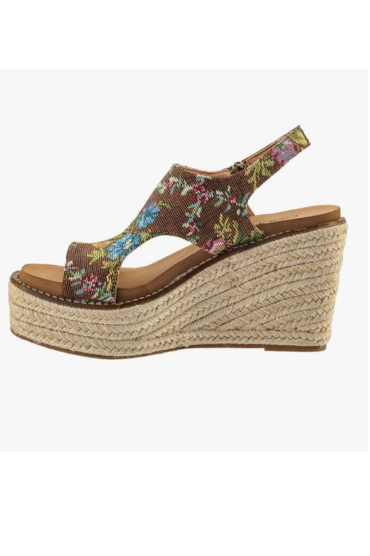Corkys Freddie Rust Brocade Floral Wedges-260 Shoes- Simply Simpson's Boutique is a Women's Online Fashion Boutique Located in Jupiter, Florida