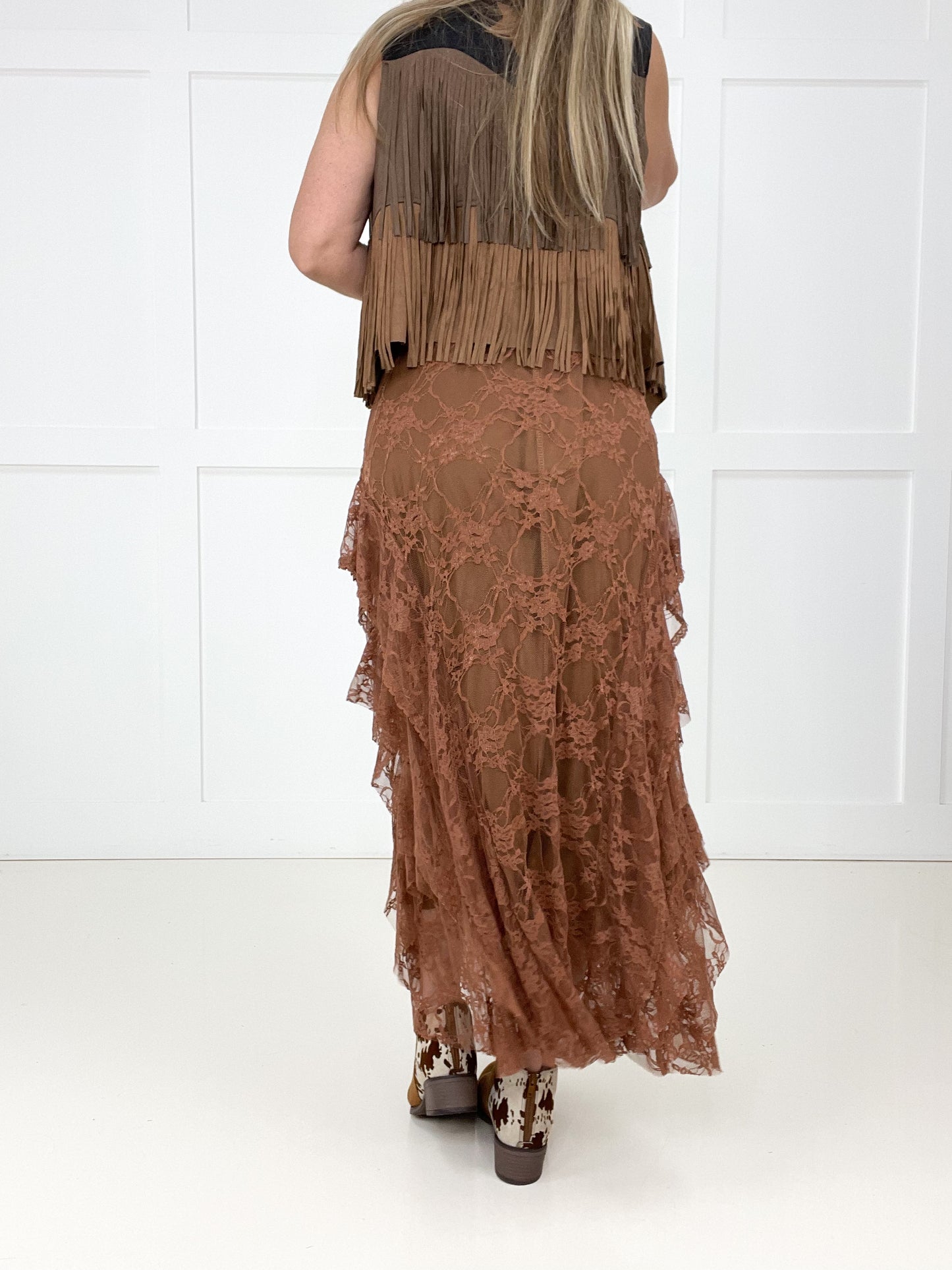 Mocha Layla Lace Layered Skirt-240 Dresses- Simply Simpson's Boutique is a Women's Online Fashion Boutique Located in Jupiter, Florida