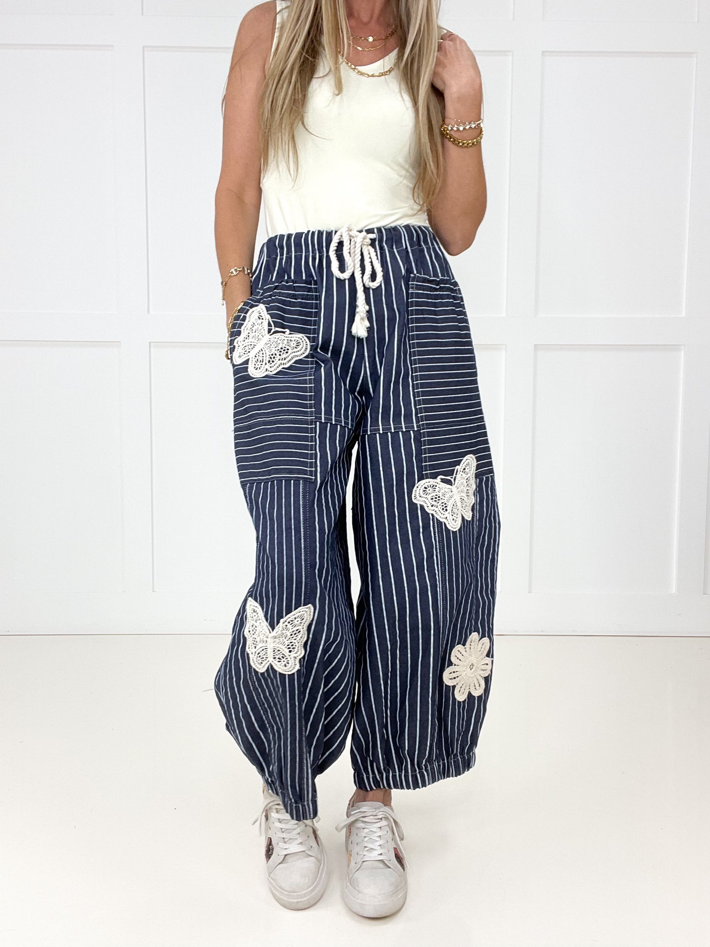 Free Spirit Butterfly Barrel Pants-210 Other Bottoms- Simply Simpson's Boutique is a Women's Online Fashion Boutique Located in Jupiter, Florida