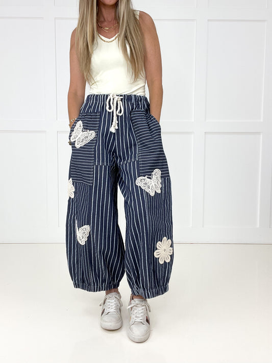Free Spirit Butterfly Barrel Pants-210 Other Bottoms- Simply Simpson's Boutique is a Women's Online Fashion Boutique Located in Jupiter, Florida