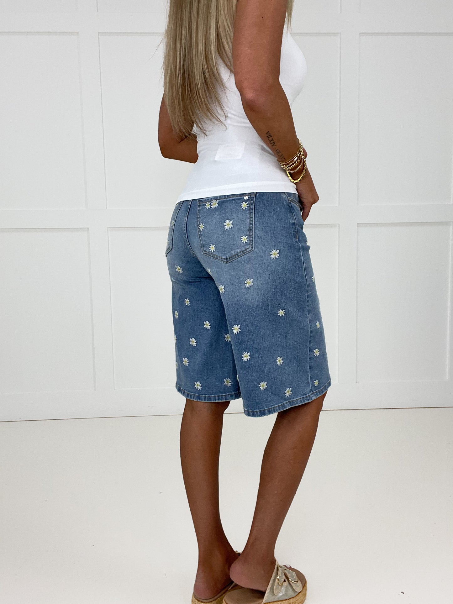Mica Bermuda Daisy Shorts-190 Skirts/Shorts- Simply Simpson's Boutique is a Women's Online Fashion Boutique Located in Jupiter, Florida