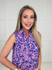 Dear Scarlett Royal Blue & Pink Paisley Top-120 Sleeveless- Simply Simpson's Boutique is a Women's Online Fashion Boutique Located in Jupiter, Florida