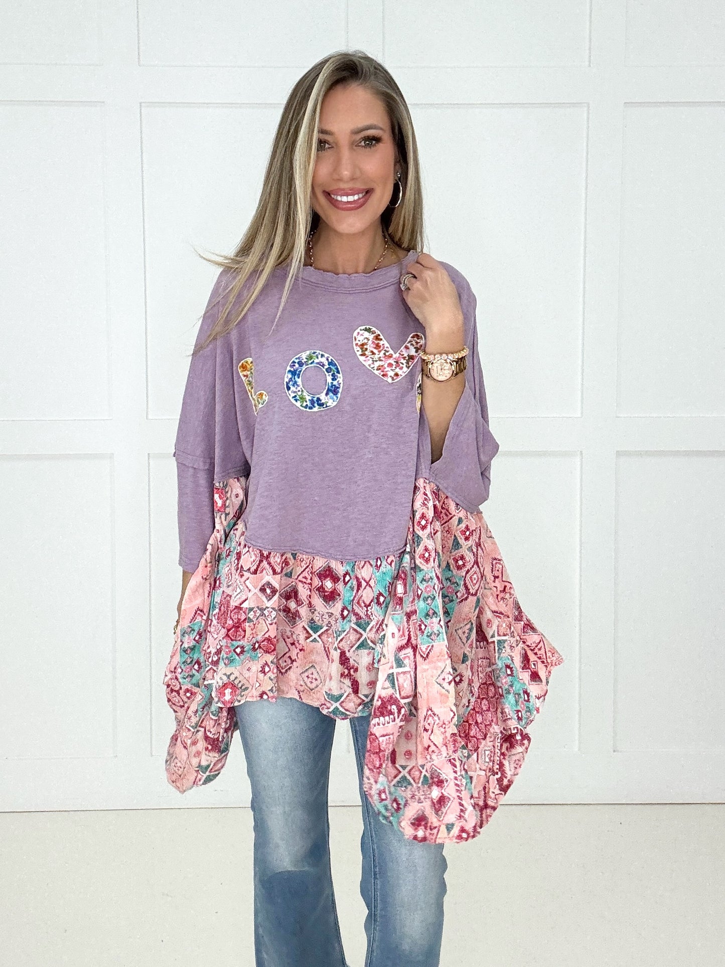 Love Letters Lavender Top-100 Short Sleeves- Simply Simpson's Boutique is a Women's Online Fashion Boutique Located in Jupiter, Florida