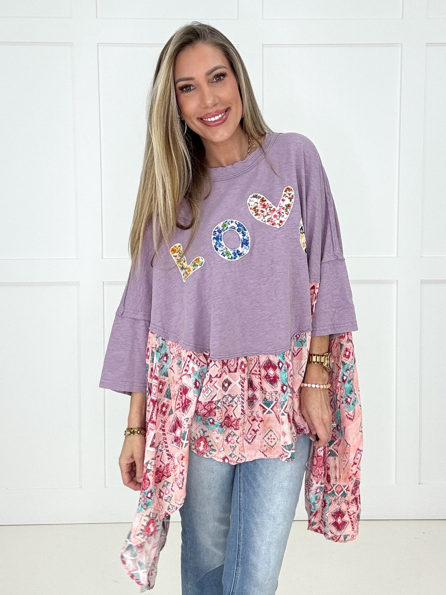 Love Letters Lavender Top-100 Short Sleeves- Simply Simpson's Boutique is a Women's Online Fashion Boutique Located in Jupiter, Florida