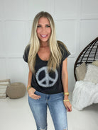 POL Go Your Own Way Peace Shirt-100 Short Sleeves- Simply Simpson's Boutique is a Women's Online Fashion Boutique Located in Jupiter, Florida