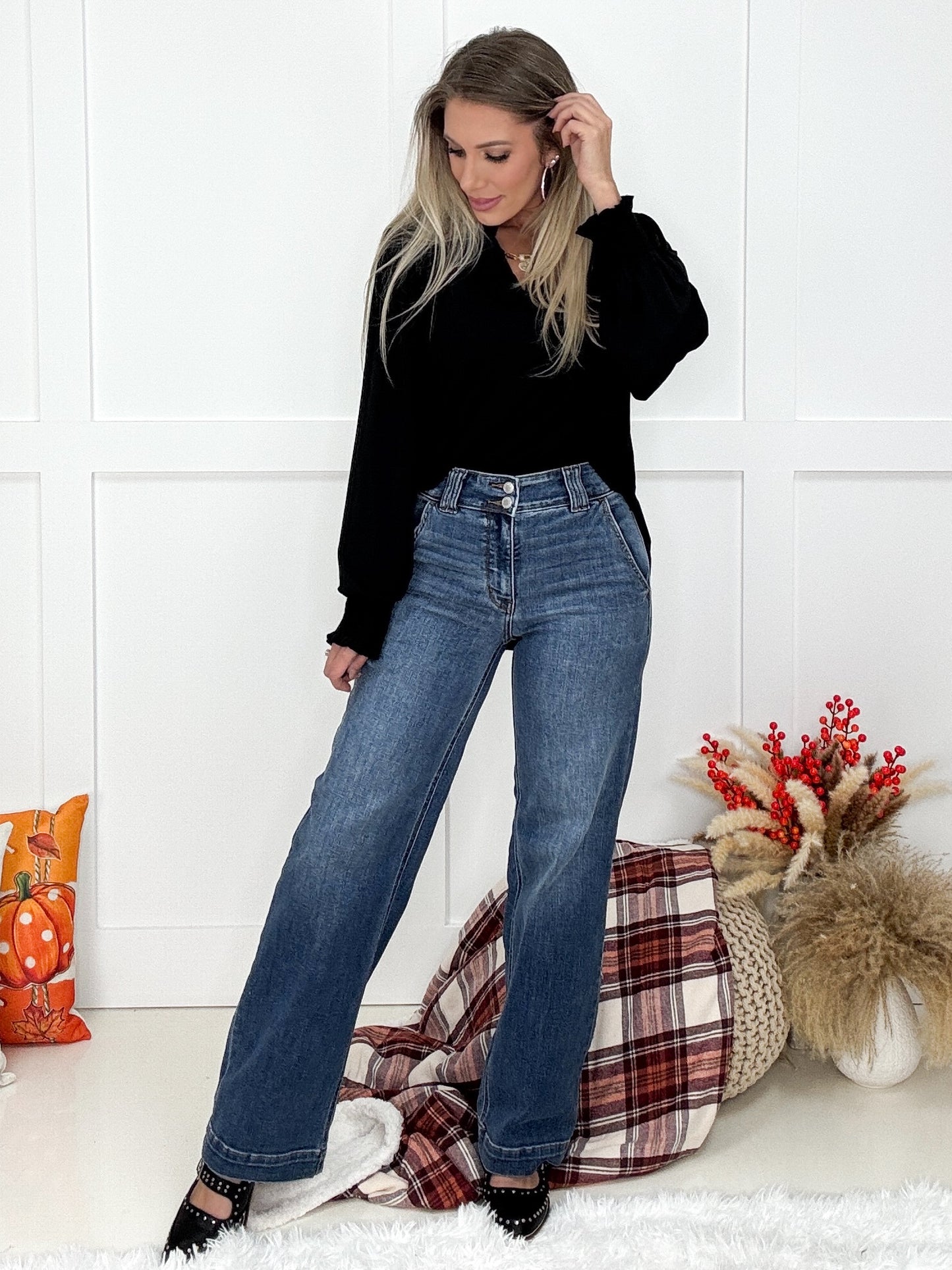 Judy Blue Double Button Boss Babe Jeans-200 Jeans- Simply Simpson's Boutique is a Women's Online Fashion Boutique Located in Jupiter, Florida