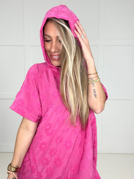 Pink Petal Pop Hoodie-100 Short Sleeves- Simply Simpson's Boutique is a Women's Online Fashion Boutique Located in Jupiter, Florida