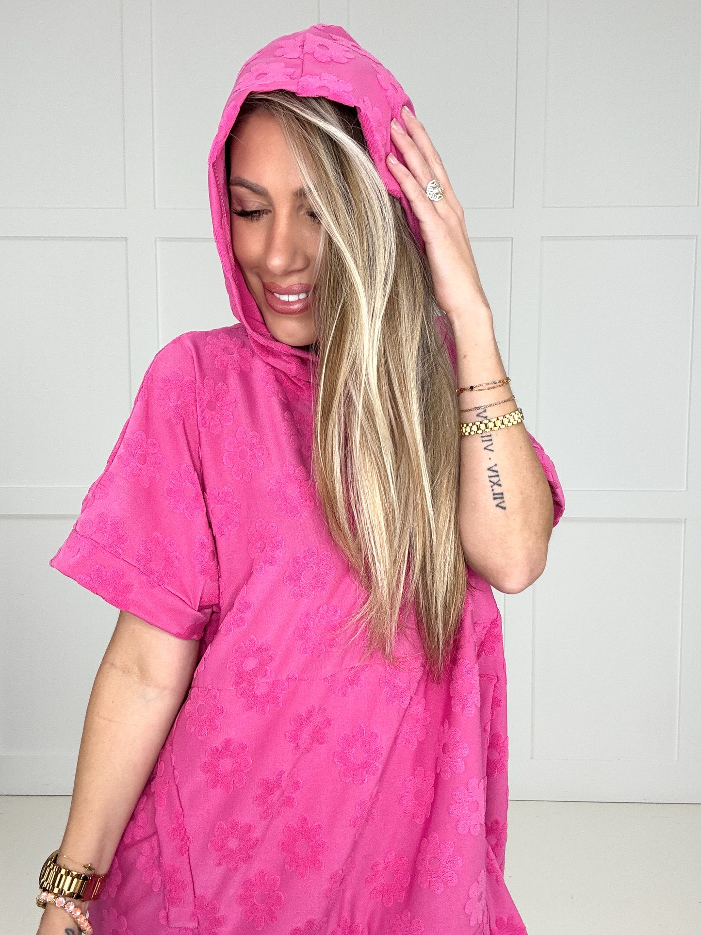 Pink Petal Pop Hoodie-100 Short Sleeves- Simply Simpson's Boutique is a Women's Online Fashion Boutique Located in Jupiter, Florida
